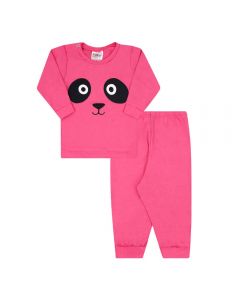 Pijama Feminino Longo Meia Malha Pink Pandinha